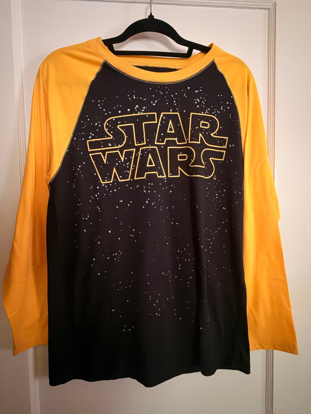 Star Wars Black Tee with Yellow Raglan Sleeves